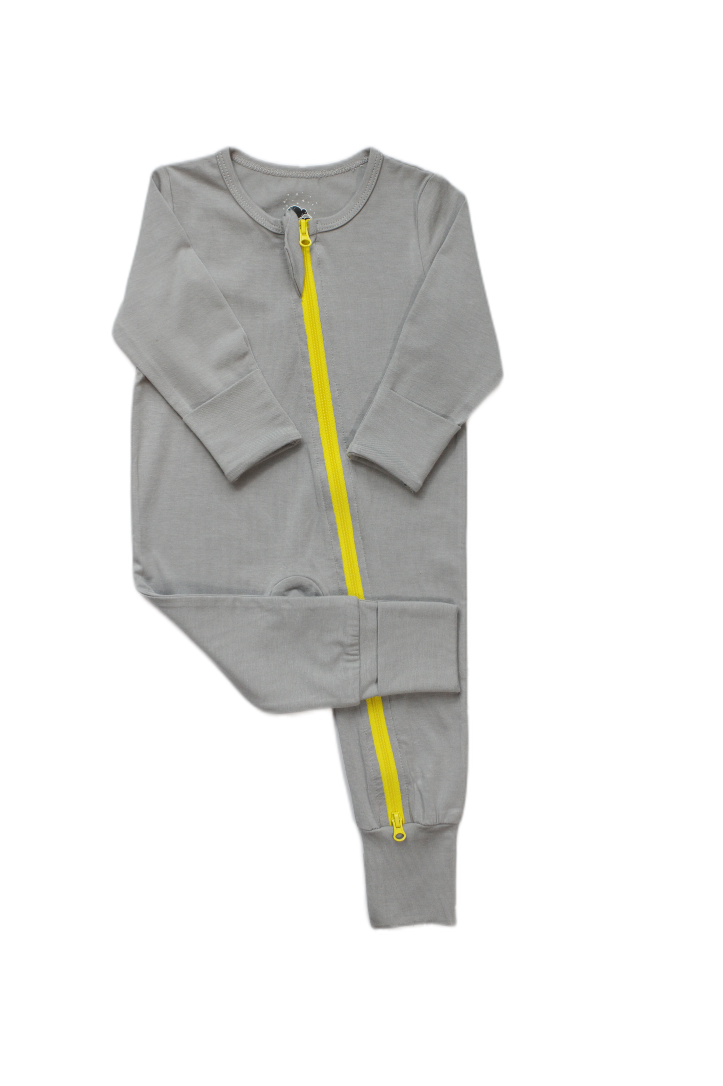 Baby romper - Grey with yellow zipper